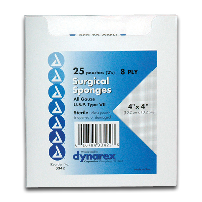 Image of Surgical Sponge 4" x 4" (2/pk) (25/box)