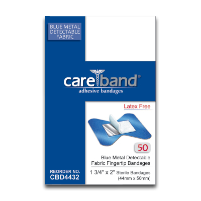Image of Blue Metal Detectable Fabric Fingertip Bandages (50/box)