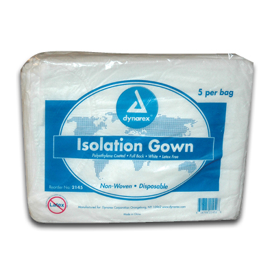 Image of Polycoated Gown, White (5/pkg)