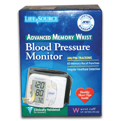 Image of Lifesource Advanced Memory Wrist Blood Pressure Monitor