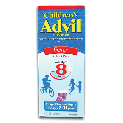 Image of Advil Fever Childrens Suspension Grape 100 mg 4 oz. bottle