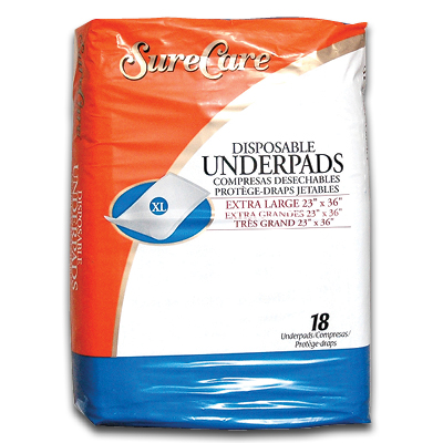 Image of Sure Care Underpad, Disposable, XL 23" x 36" (18/pk)