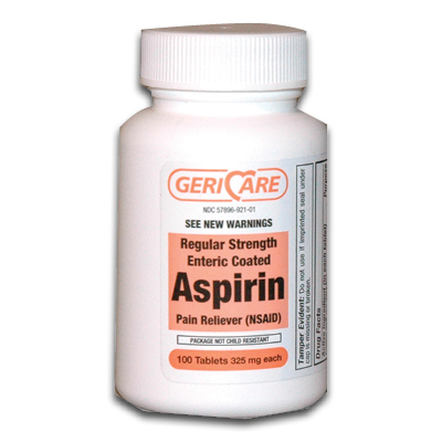 Image of GeriCare Regular Strength Enteric Coated Aspirin Tablets 325 mg. (100/btl)