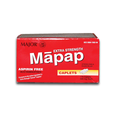 Image of Major Mapap Extra Strength Caplets 500 mg. (175/bx)
