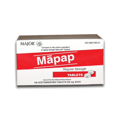 Image of Major Mapap Regular Strength Tablets 325 mg. (100/bx)