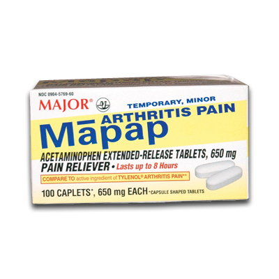Image of Major Mapap Arthritis Pain Caplets 650 mg. (100/bx)