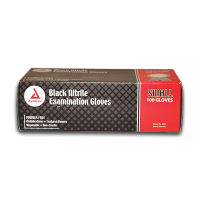 Image of Black Nitrile Gloves, Powder Free, Small - Dynarex (100/box)