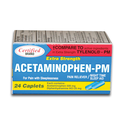 Image of Certified Acetaminophen-PM Extra Strength Caplets (24/bx)
