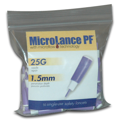 Image of Microlance PF Lancets Single-Use 25G Needle (50/bg)