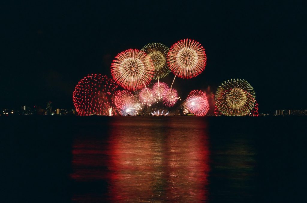 Fireworks over water 