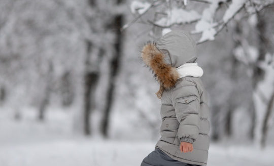 In the snow with exposed hands
