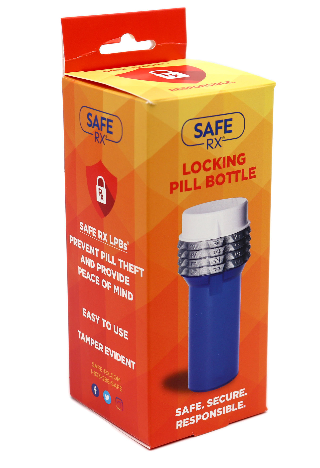 Safe RX Locking Pill Bottle with Combination Lock