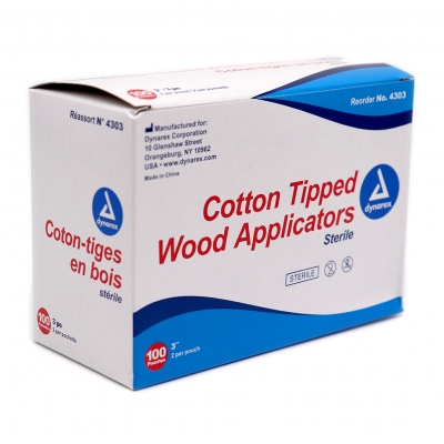 Cotton-Tip Applicator 3" 2pk (100/box)