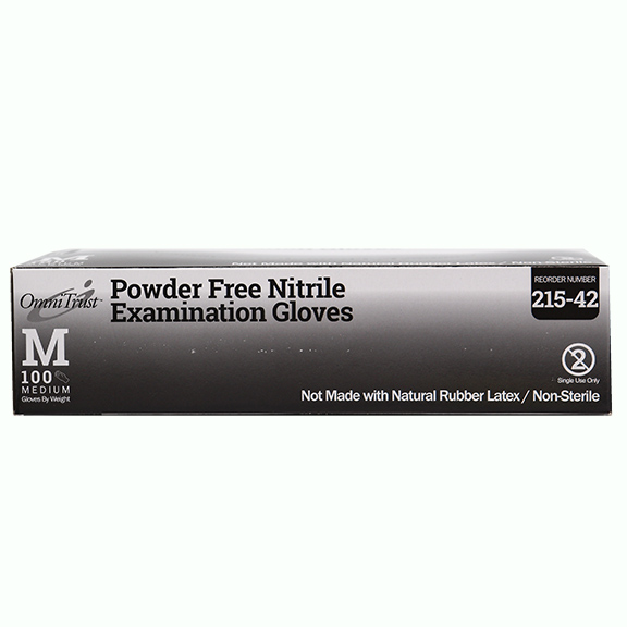 Powder Free Black Nitrile Exam Gloves (100/Bx) - Medium