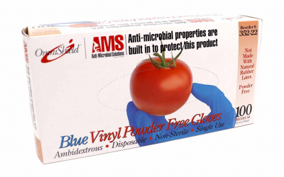 Anti-Microbial Vinyl Gloves-Medium (100/Bx)
