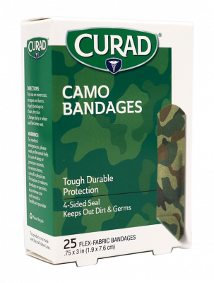 Curad Kids Green Camouflage Fabric Bandages 3/4" x 3" (25/bx)