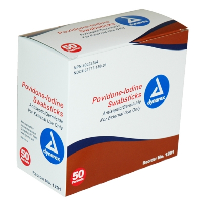 Povidone Iodine Swab Sticks (50/box)