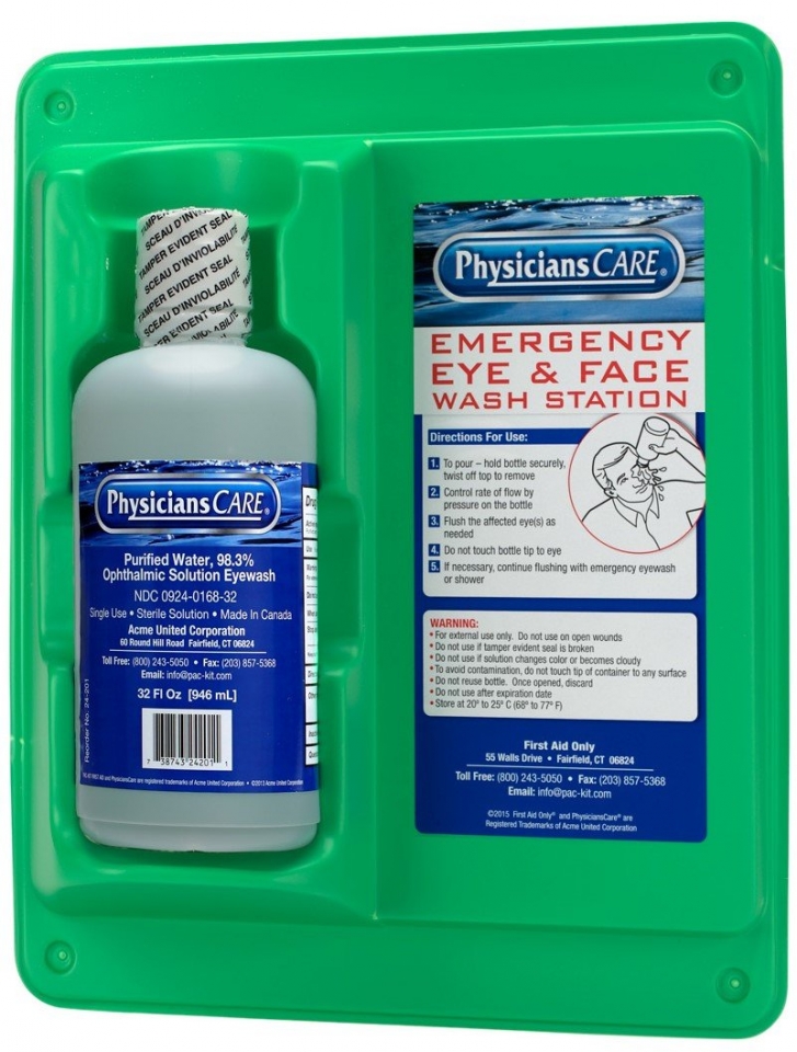 Saline Eye Wash PhysiciansCare Wall-Mount Eyewash Station With 3x8oz ...